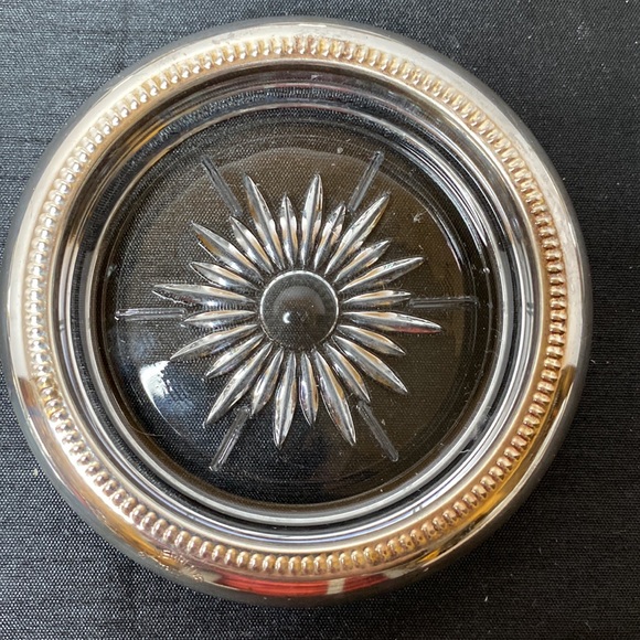 Set of 6 Silver Rimmed Coasters - Picture 3 of 3